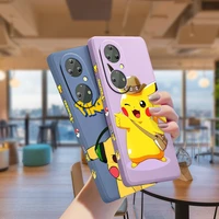 anime cute pikachu lovely for huawei p50 p40 p30 p20 5g p smart z pro plus 2019 2021 liquid left rope silicone phone case fundas
