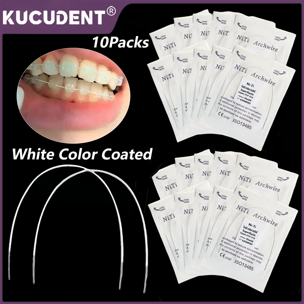 10 упаковок стоматологическая арка Niti с белым цветным покрытием в форме Ovoid