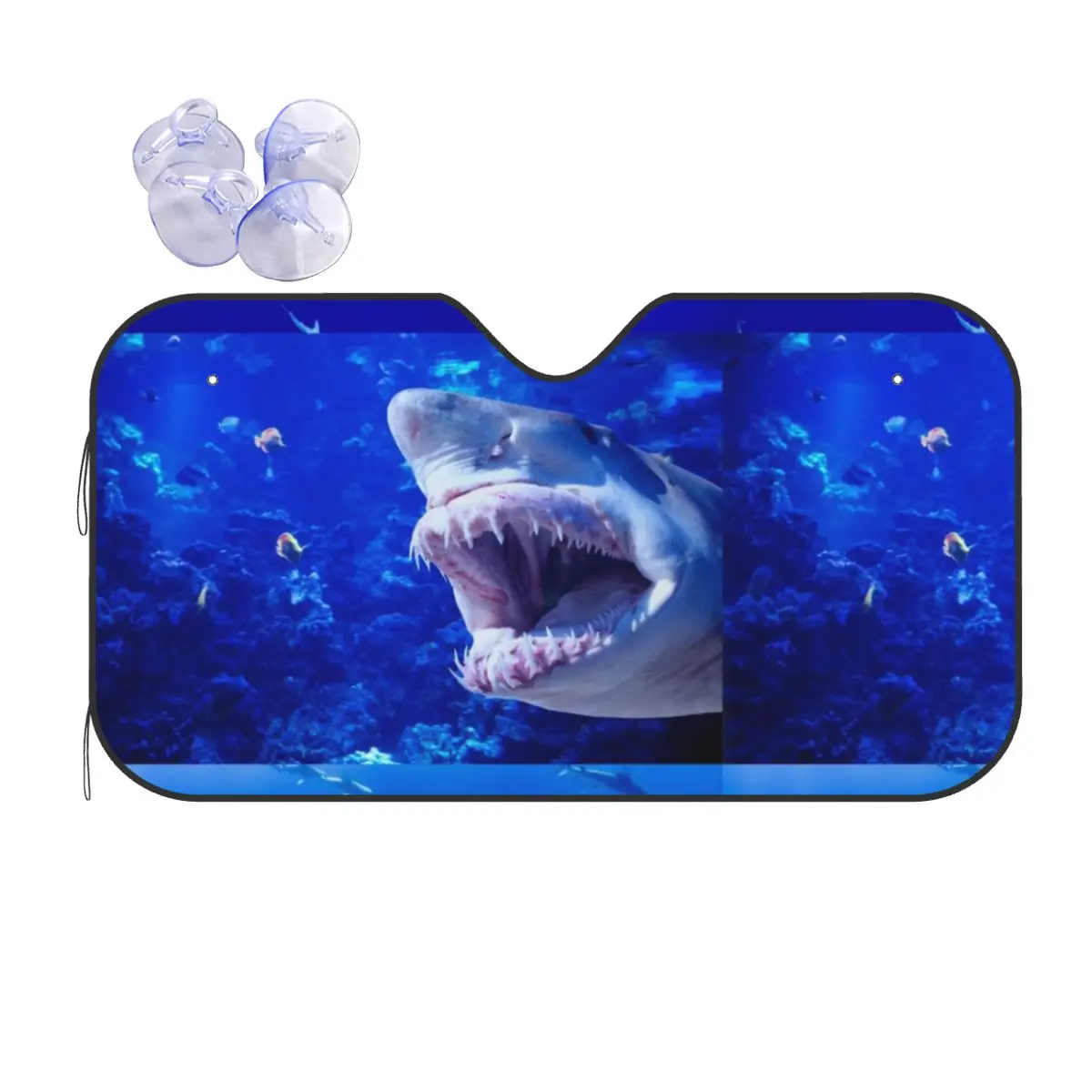 

Fierce Shark In The Deep Blue Sea Creative Windshield Sunshade 70x130cm Foils Sunshade Visor Car-styling