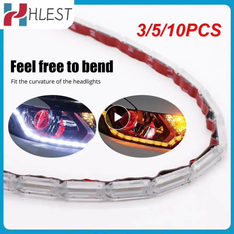 

3/5/10PCS Auto Headlight Light Strips Universal Streamer Turn Signal Lamp Waterproof Multifunctional Car Drl Car Accessories