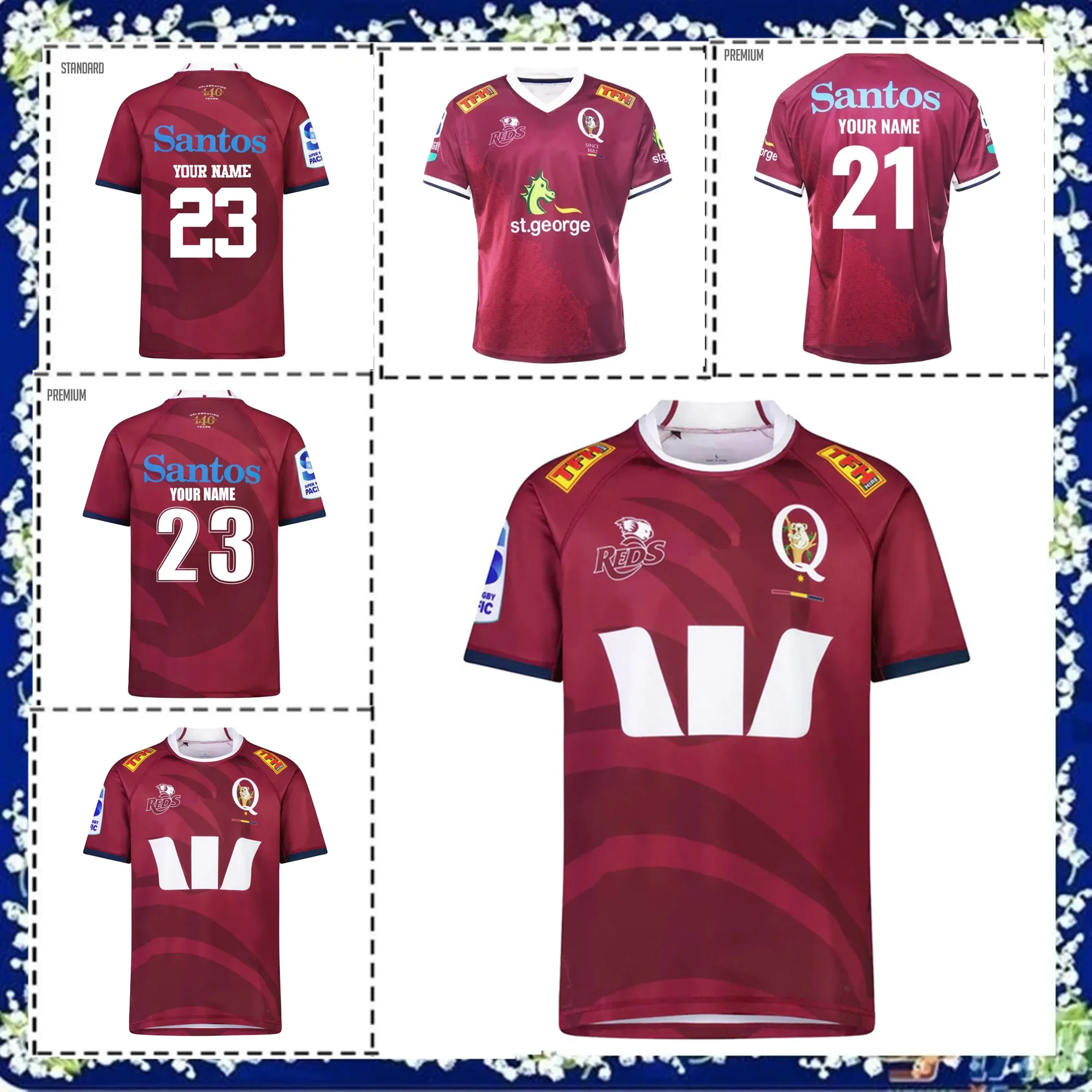 

2023 Queensland Reds Home регби рубашка Джерси 2023/24 QUEENSLAND REDS 2023 SUPER Rugby HOME Jersey size S---5XL