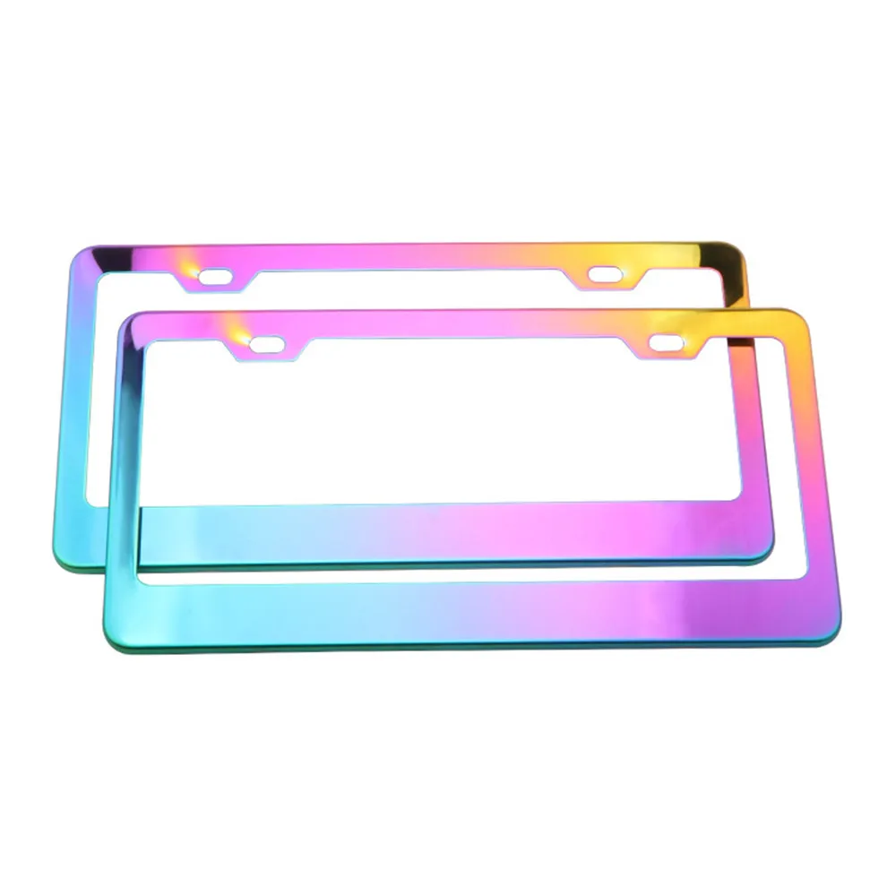 

American License Plate Frame Car Modification Stainless Steel Paint Baking Colorful License Plate Frame Exterior Car Accessories