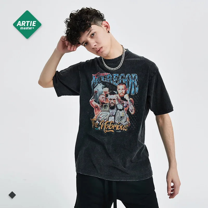 

Новая летняя мужская футболка с коротким рукавом и принтом боксерского короля, в стиле ретро