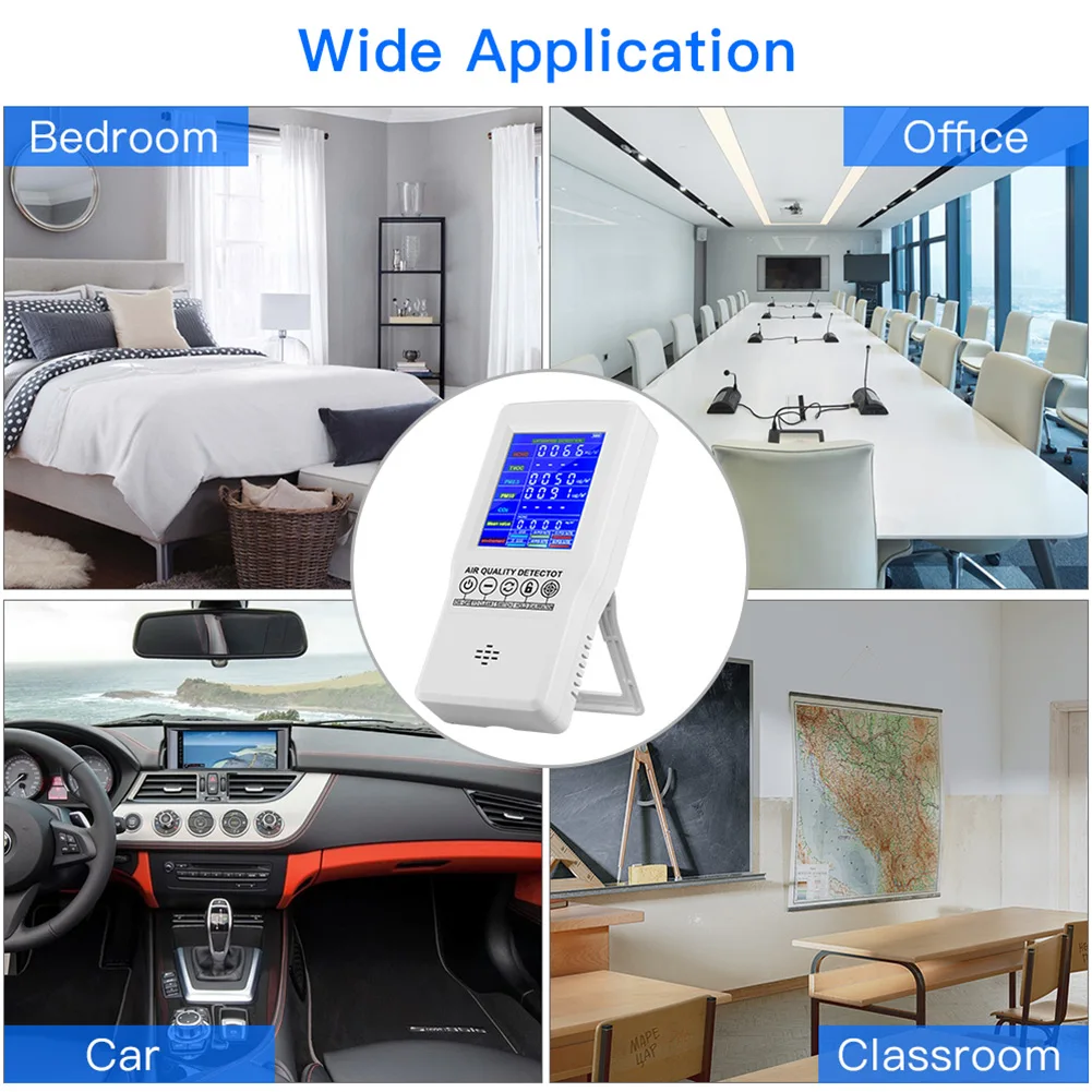 

Testing Air Quality Monitor Measuring Multifunctional PM2.5 PM10 CO2 Reliable