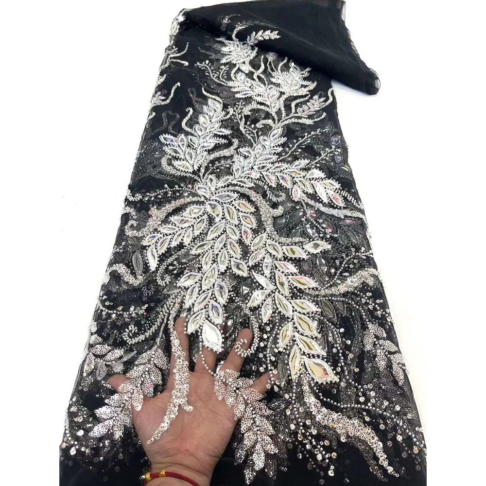 Французская Африканская 3d Кружевная Ткань С Бисером Высококачественная Вышивка