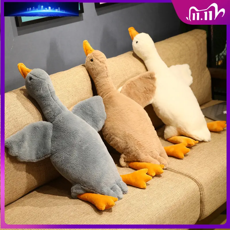 

50cm Simulation Big Wings Duck Plush Long Pillow Toy Soft Stuffed Giant Bird Hug Cuddly Wild Goose Doll for Kids Baby Cuddles