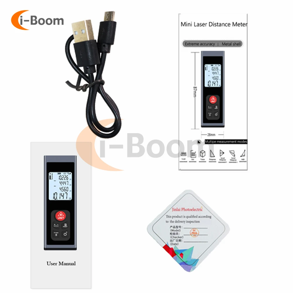 

Laser Range Finder High Precision Handheld Rangefinder Digital Distance Measuring Meter Indoor Rechargeable Electronic Device