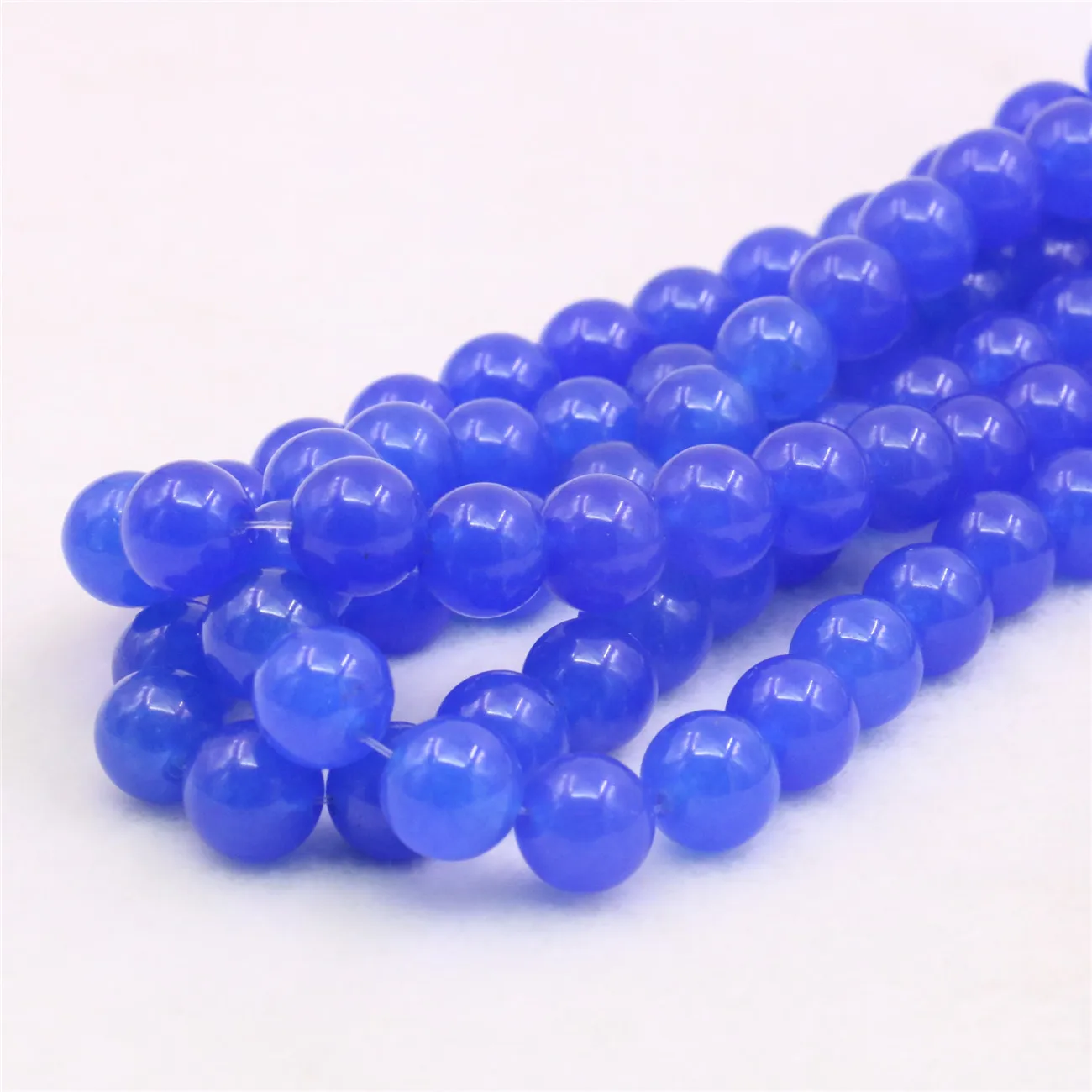 

10mm Round Blue Jades Chalcedony Loose Beads Natural Stone Women Girls Accessories DIY Parts Hand Made Fashion Jewelry Making