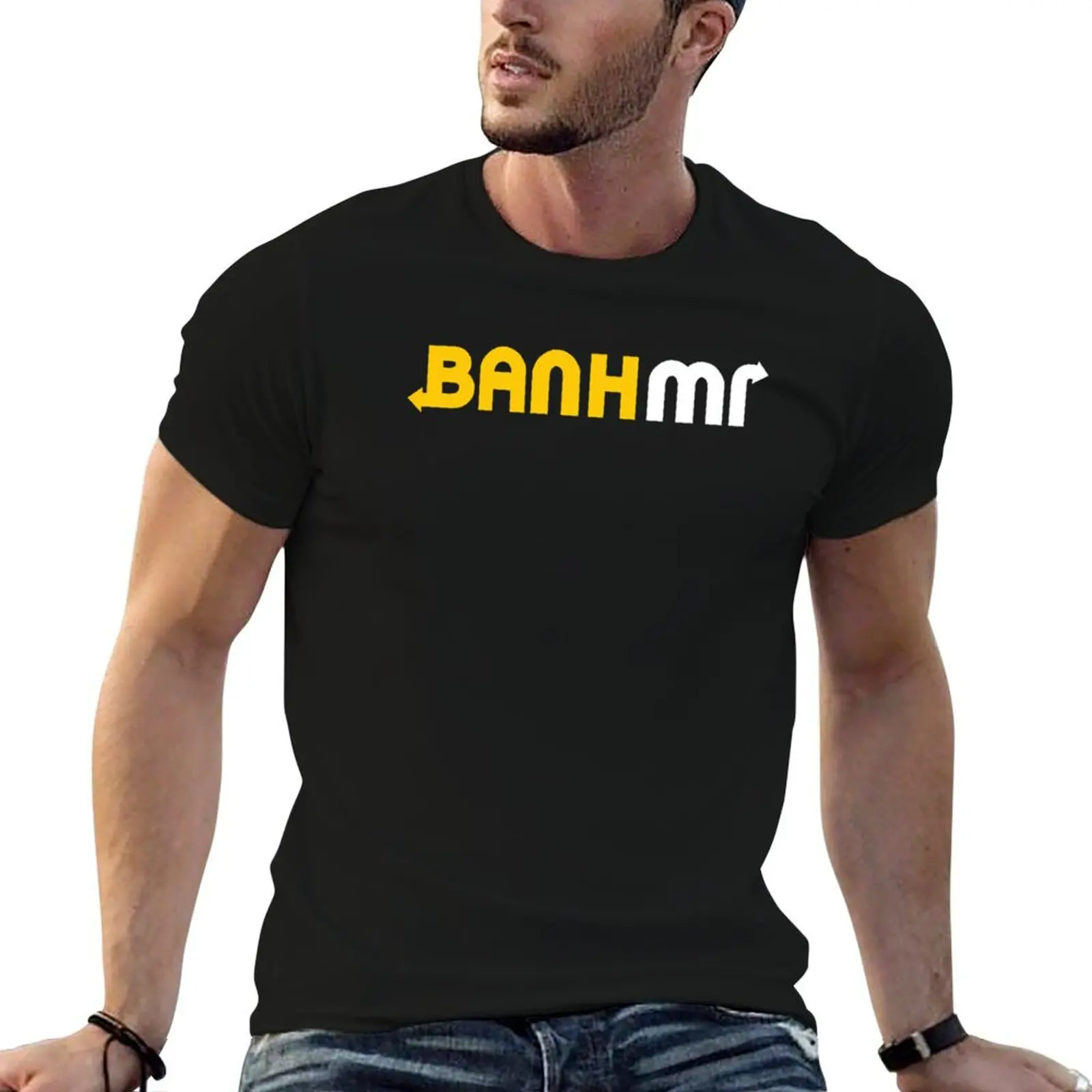 Фото Футболка Banh mi YellowWhite, мужская футболка из хлопка, 100% хлопок, повседневная мужская футболка №1