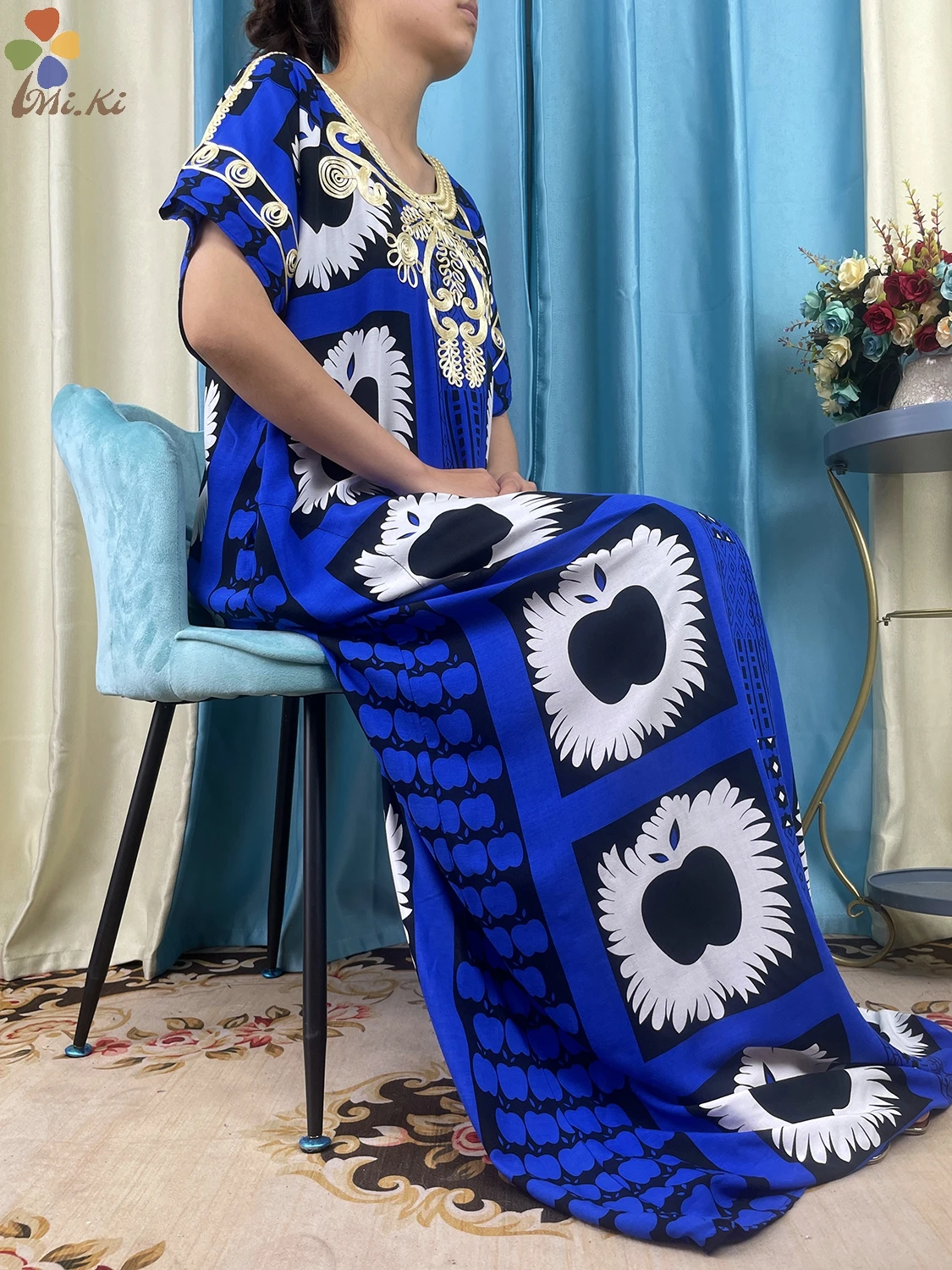 Muslim Clothing 2023 New African Dress Solid Color Printed Cotton Clothing Women Summer Short Sleeved Clothing Islamic Clothing