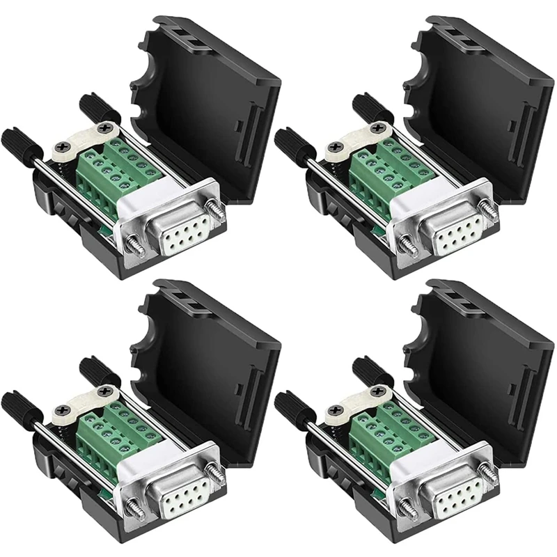 

4Pack DB9 Solderless RS232 D-SUB Serial To 9Pin Port Terminal Adapter Connector Breakout Board With Case