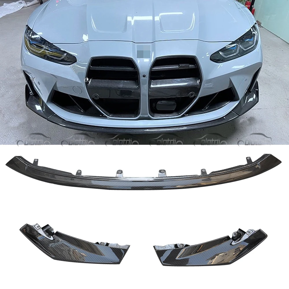 

For G80 M3 G82 M4 CSL Style Dry Carbon Fiber Front Spoiler Bumper Chin Lip with Splitters 2020 UP Car Styling