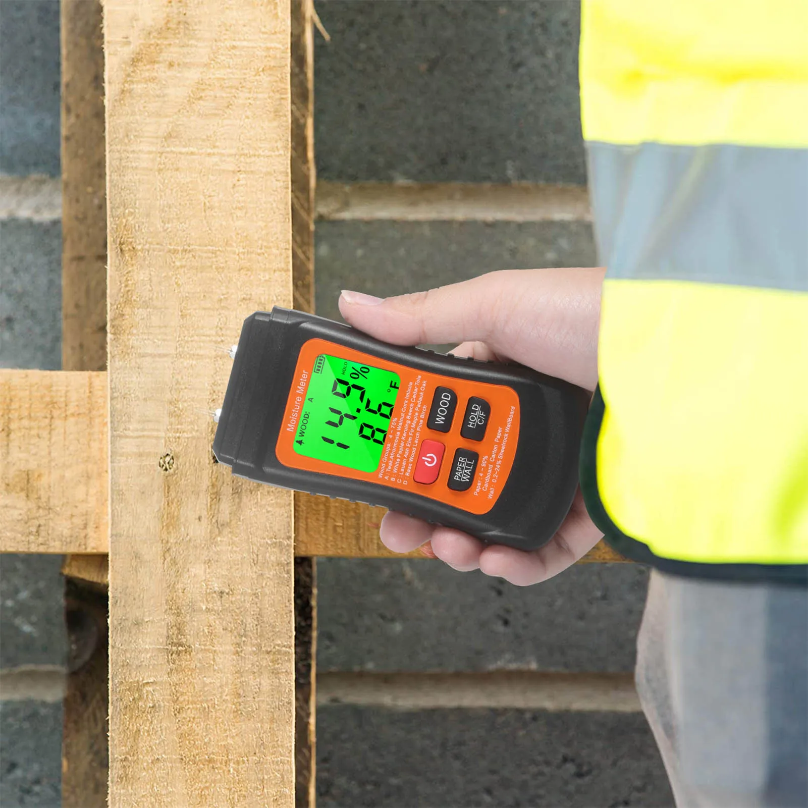 

Wooden Moisture Meter 3 Modes Moisture Tester 2 Pins Wooden Humidity Detector With LCD Display Digital Water Leak Tester For