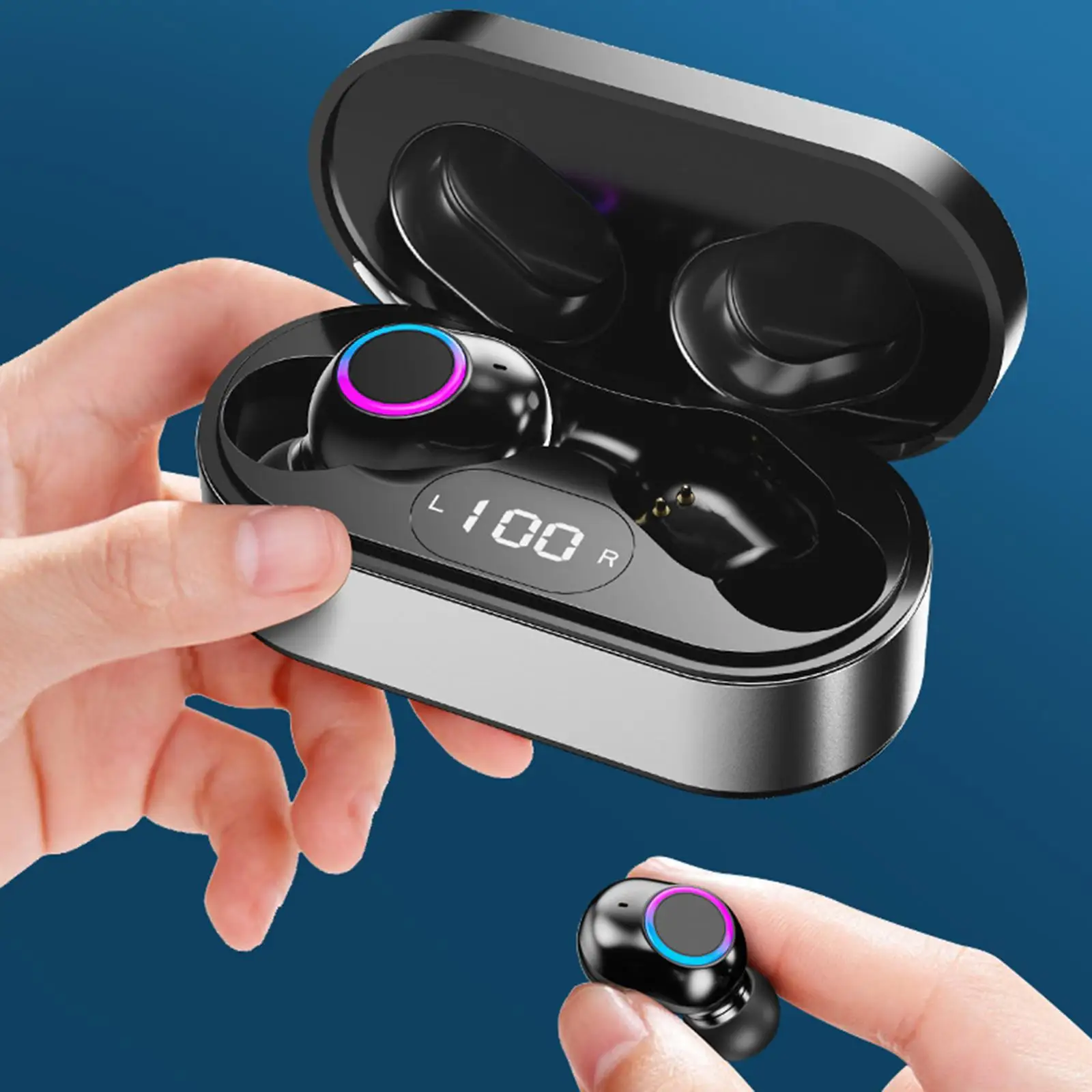 

TWS-стереонаушники с поддержкой Bluetooth и зарядным футляром
