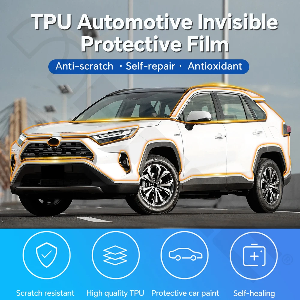 Фото Предварительно нарезанная защитная пленка PPF для Toyota RAV4 2019-2025 из ТПУ: прозрачная, невидимая, самовосстанавливающаяся, устойчивая к царапинам, для защиты кузова автомобиля №4