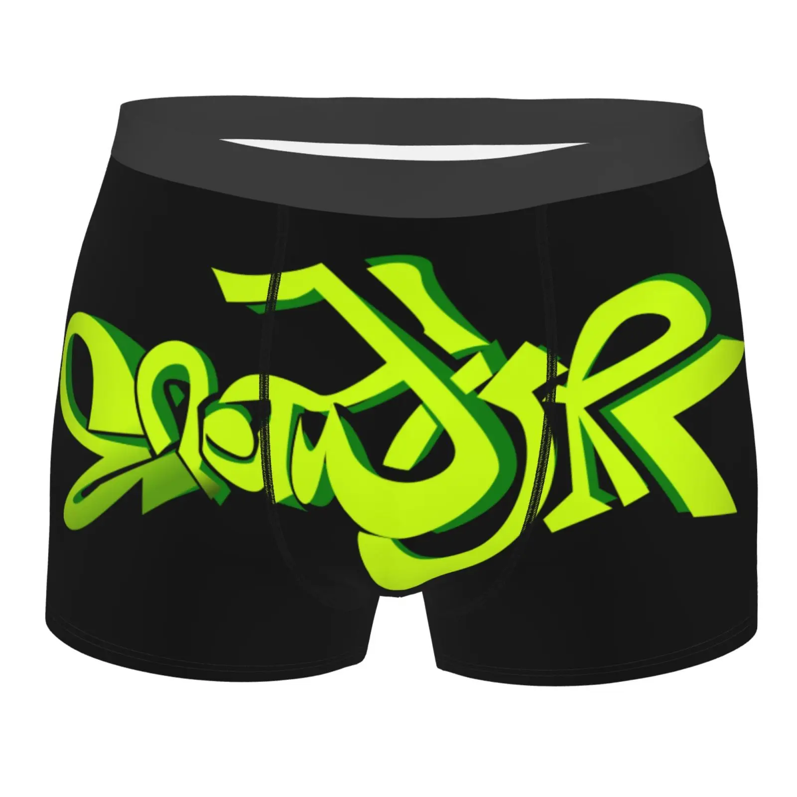 

3D Print Graffiti Green Men Underwear Sexy Double Sides Printed Soft Breathable Machine Wash Boys Underwear Polyester Print
