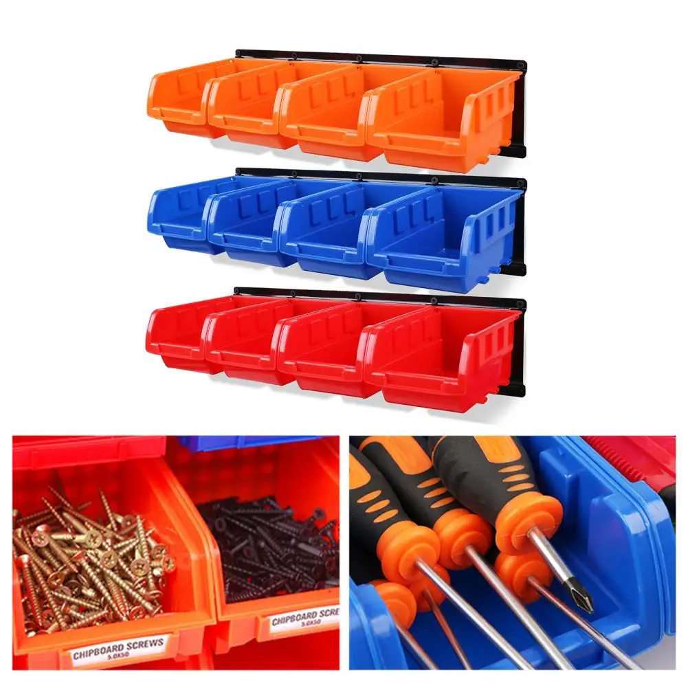 

12Pcs Parts Organizer Wall Mounted Removable Plastic Easily Accessible Hardware Storage Box Garage Accessories