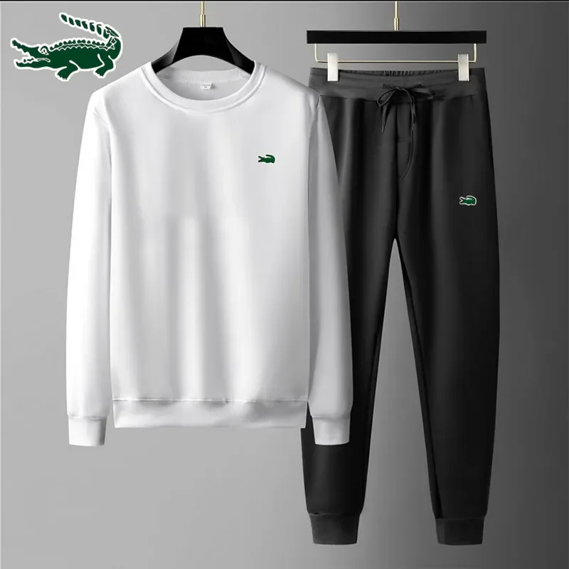 2023 New high-quality men's leisure sports round neck hoodless sweater pullover+outdoor running pants set S-3XL