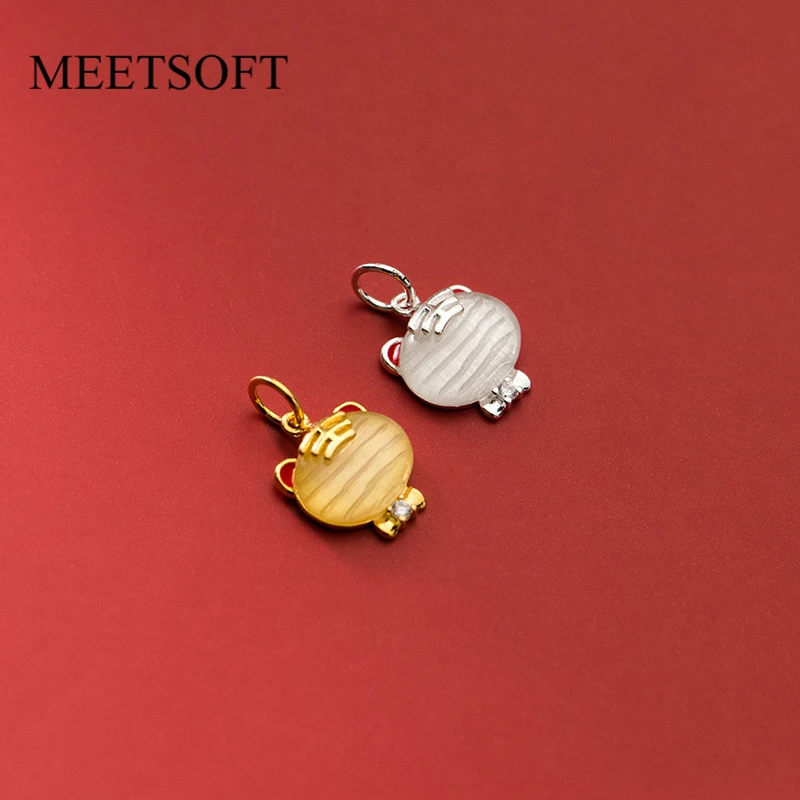 

MEETSOFT милые Подвески из серебра 925 пробы с гальваническим покрытием и тигром