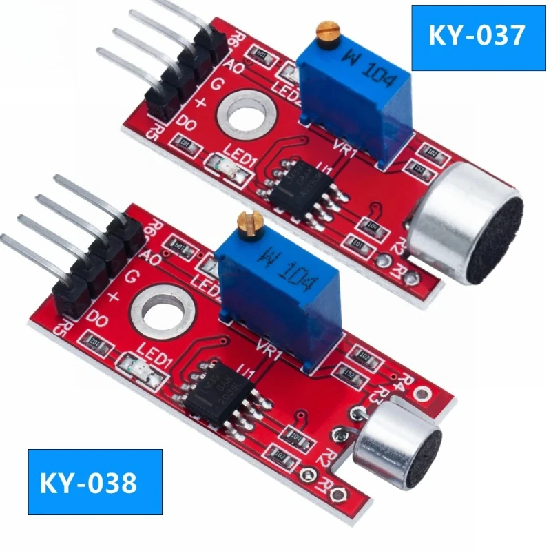 Фото Модуль обнаружения звука с микрофоном для Arduino, AVR, PIC, аналоговые и цифровые выходные датчики KY-038 KY-037 №1
