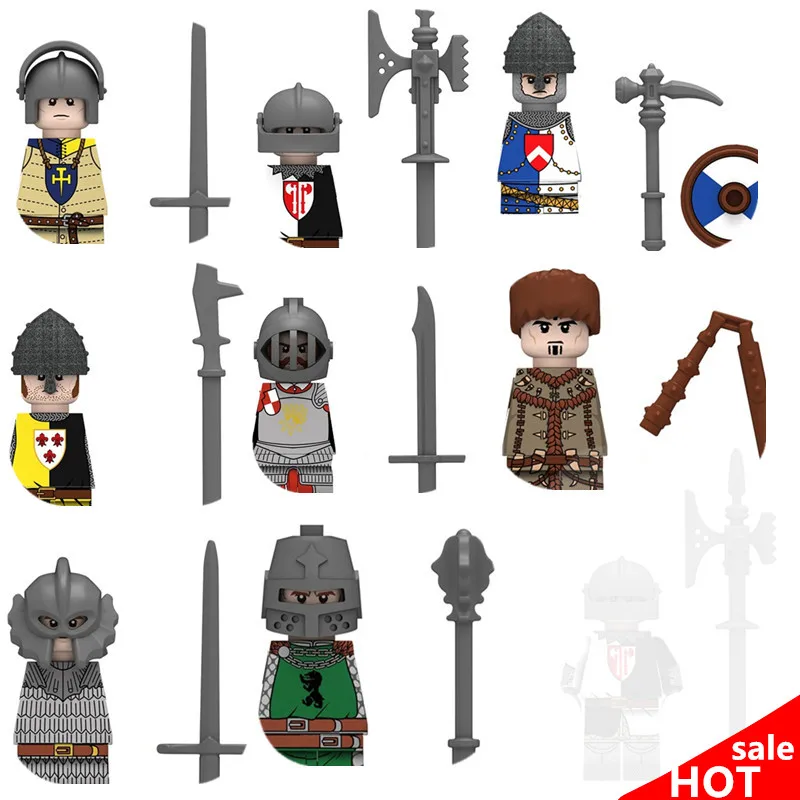 

Medieval Castle With Sci-fi War Infantry Knight Building Block Rome Figures Mini Building Toy N801-804 N301-304