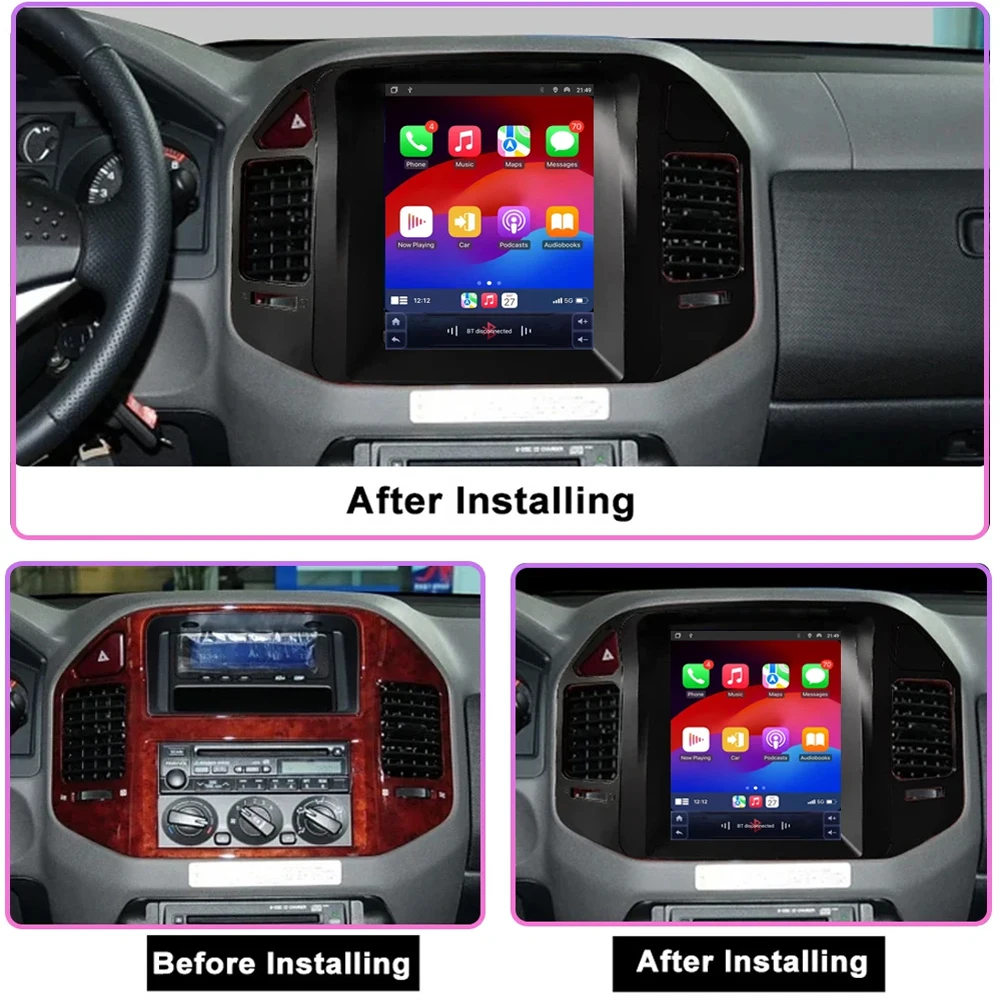 Автомобиль 9 7 дюйма для Mitsubishi Pajero 3 V60 V68 V73 1999-2011 Android 14 Tesla Style Автомагнитола Carplay