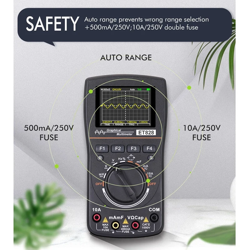 

ET828 Oscilloscope Multimeter 1MHZ 2.5MSPS Sampling Rate Oscilloscope