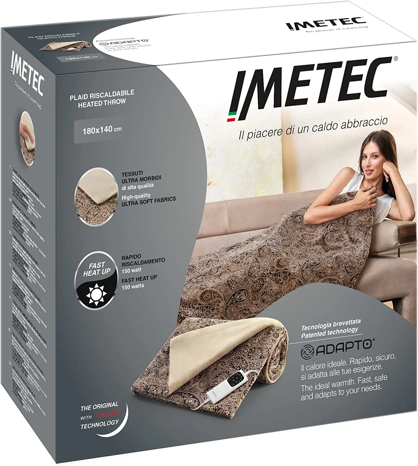 

Jacquard velvet electric blanket 140x180 cm velvety fabric with safety device technology adapted 6 machine washable temperatures
