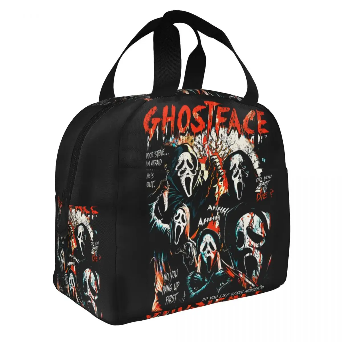 

Retro 90s Scream Movie Insulated Lunch Bags Portable Cooler Ghostface Sidney Prescott Thermal Food Picnic Tote Women Children
