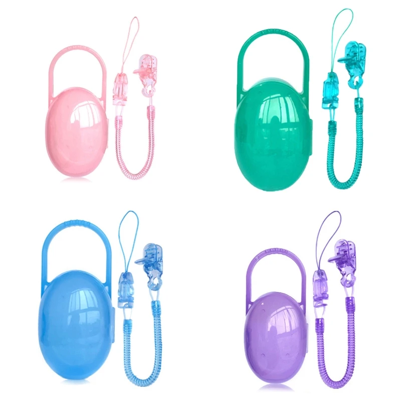 

Retractable Elastic Baby Pacifier Chain Clip Spring Teether Soother Holder with Storage Box DIY Dummy Nipple Clip Leash