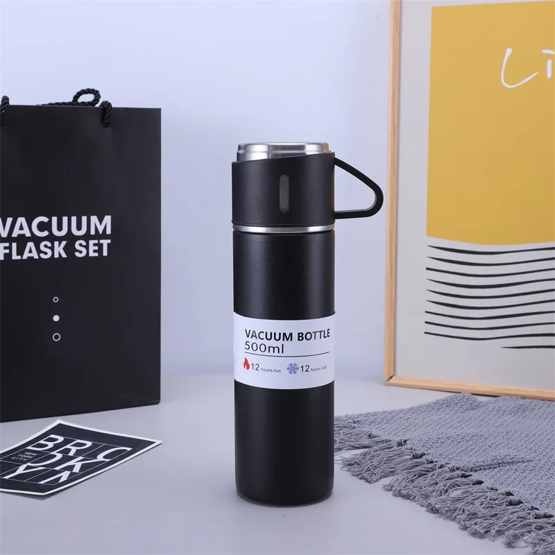 

In-Car Insulated Cup Stainless Steel Vacuum Flasks Travel Sports Mug Coffee Thermos 500ml Water Bottle Portable Thermal Tumbler