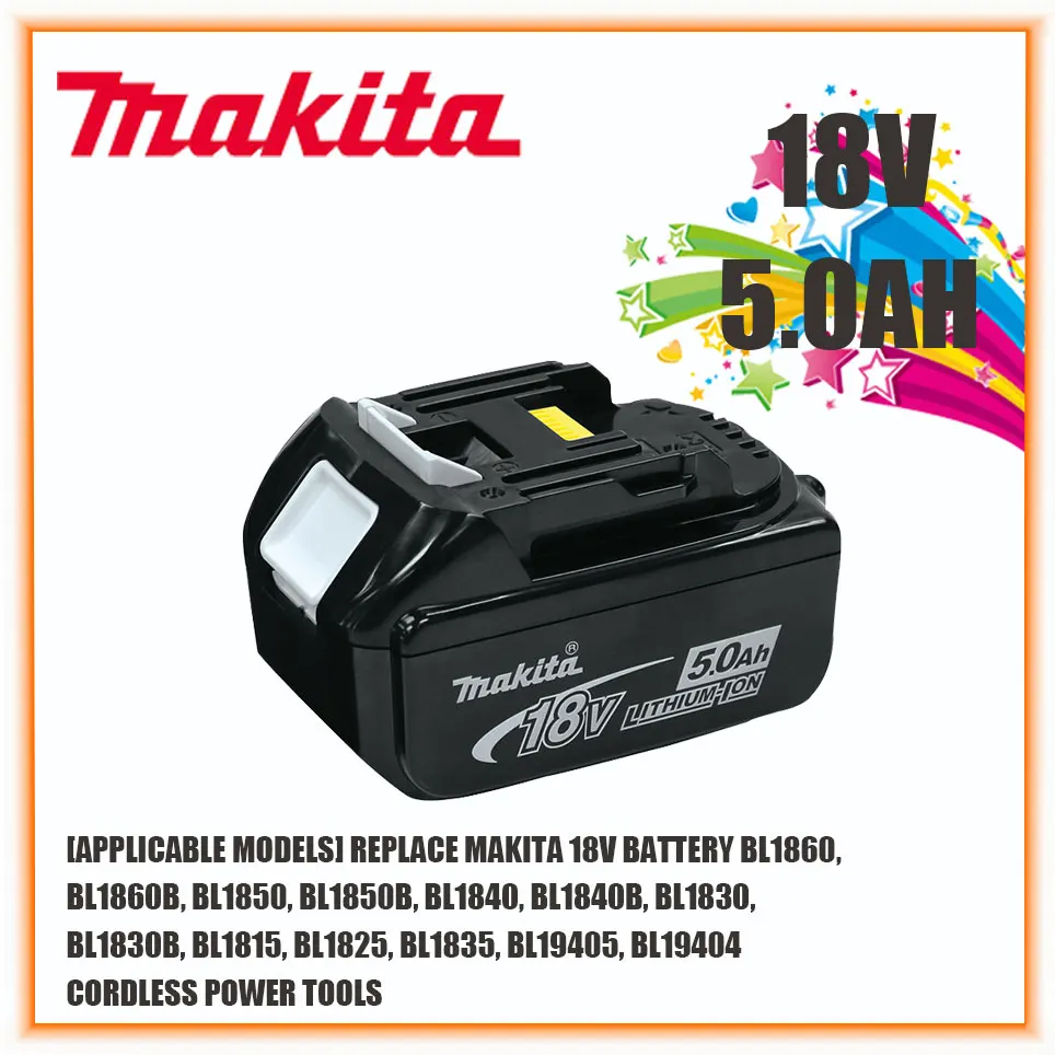 

Makita оригинальный 18V 5.0AH 6.0AH перезаряжаемый Электроинструмент аккумулятор светодиодный Литий-ионная Замена LXT BL1860B BL1860 BL1850