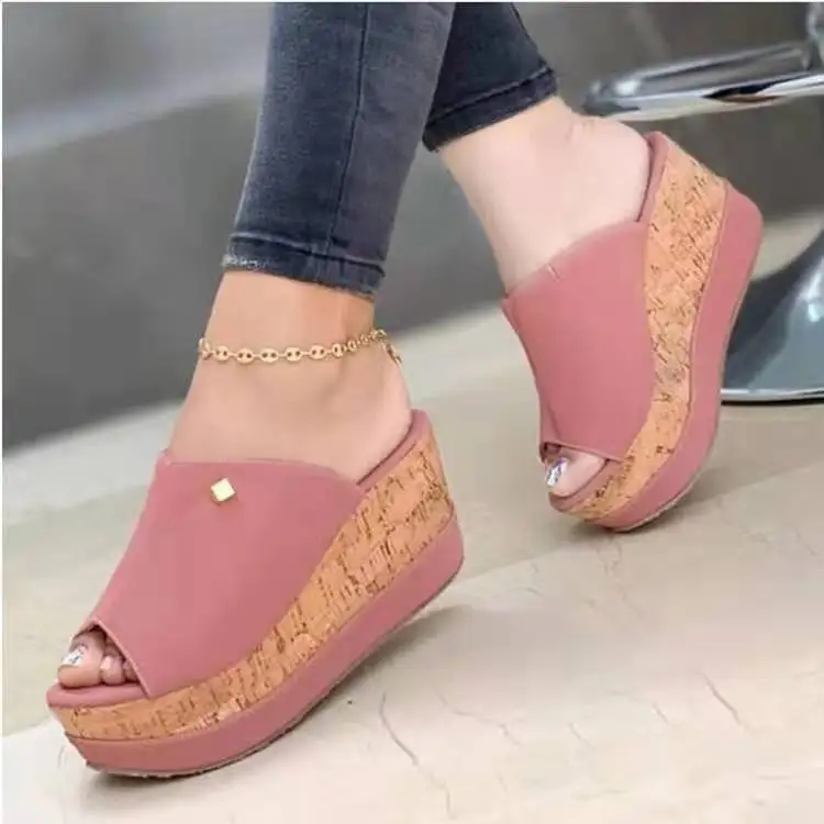 

Summer Euro-America Style New Wedges Women Sandals Women Shoes Casual Slip-On Concise Fashion All-match Peep-toe Solid