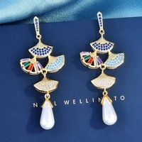 hoyon fan shaped earrings pearl tassel earrings umbrella skirt small skirt earrings real 100 s925 silver color jewelry