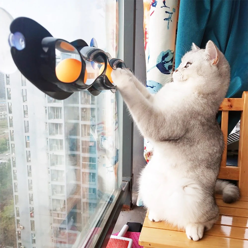 

Cat Interactive Toys Suction Cup Track Ball Pet Window Adsorption Glass Plastic Sucker New Funny Cat Educational Toy