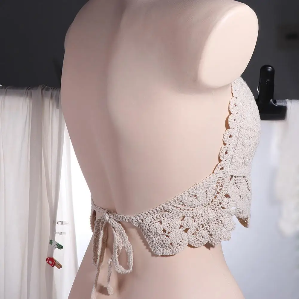 Ажурный жилет в богемном стиле вязаные укороченные топы без рукавов этническом