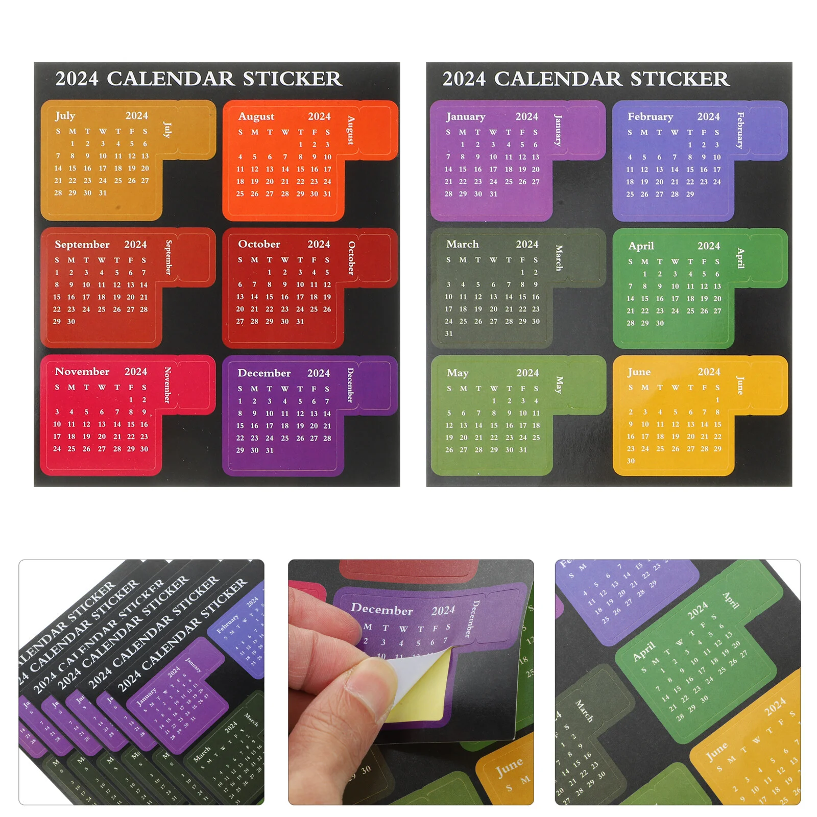 

2024 Schedule Calendar Stickers Index Decorations Self-adhesive Monthly Notebook Planner