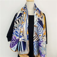 women new heavy silk twill 140cm large square scarf beauty silkworm fashion pattern spring summer