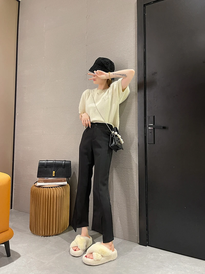 Netflix Super Fire Outside Wear Spring And Winter New Pregnant Women Lazy Flat Bottom Solid Color Casual Cotton Tow