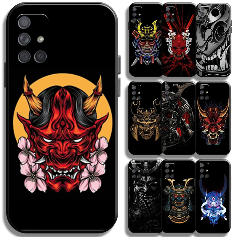 

Samurai Oni Mask For Samsung Galaxy A71 A71 5G Phone Case Coque Carcasa Funda Cases TPU Back Cover Liquid Silicon Shell