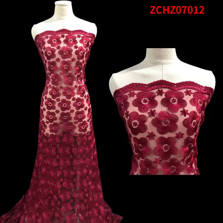 

Красивое Африканское кружево с вышивкой, роскошная модель, подходящая для женского пошива платья ZCHZ07012