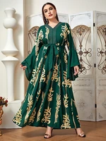 toleen women plus size dresses large maxi 2022 luxury elegant green long sleeve oversized muslim party evening festival clothing