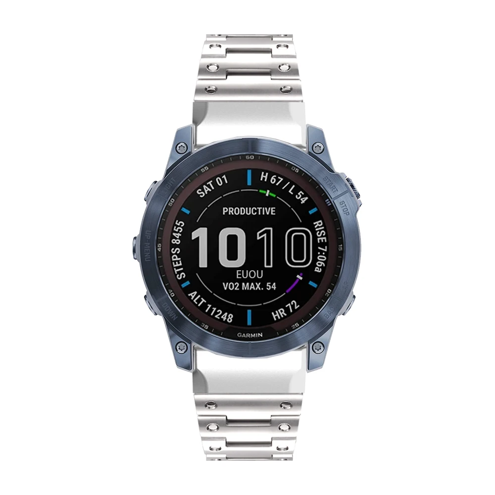 QuickFit 22 26mm Stainless Steel Band For Garmin Fenix 7X 6X 5X 7 6/Epix Gen 2 MARQ FR 955 Descent/TACTIX Metal Strap Bracelet