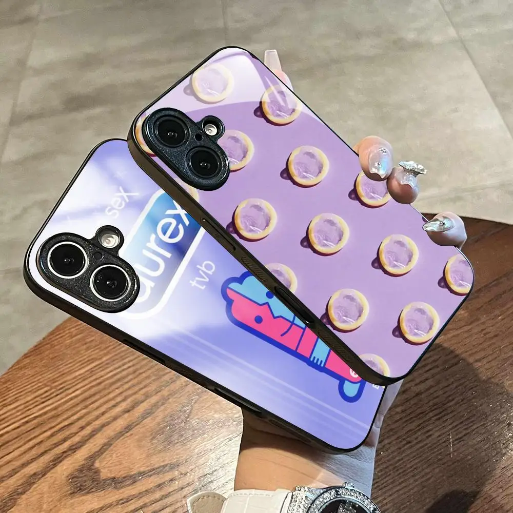Фото Забавный чехол для телефона с узором D-durexs для iPhone 17 Air, 16, 15, 14, 13, 12, 11 Plus, Mini, Pro, Max, стеклянный магнитный чехол №2