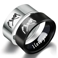 stainless steel couple ring i love you 6mm pair finger mens black no 10 womens silver no 8 a pair