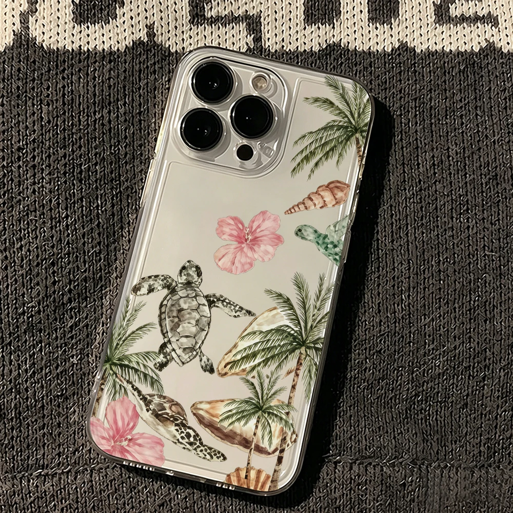 Фото Прозрачный силиконовый чехол для iPhone 17 11 13 12 14 15 16 Pro Max XS XR X 7 8 Plus 17E Air Retro Island Turtle, противоударный №5