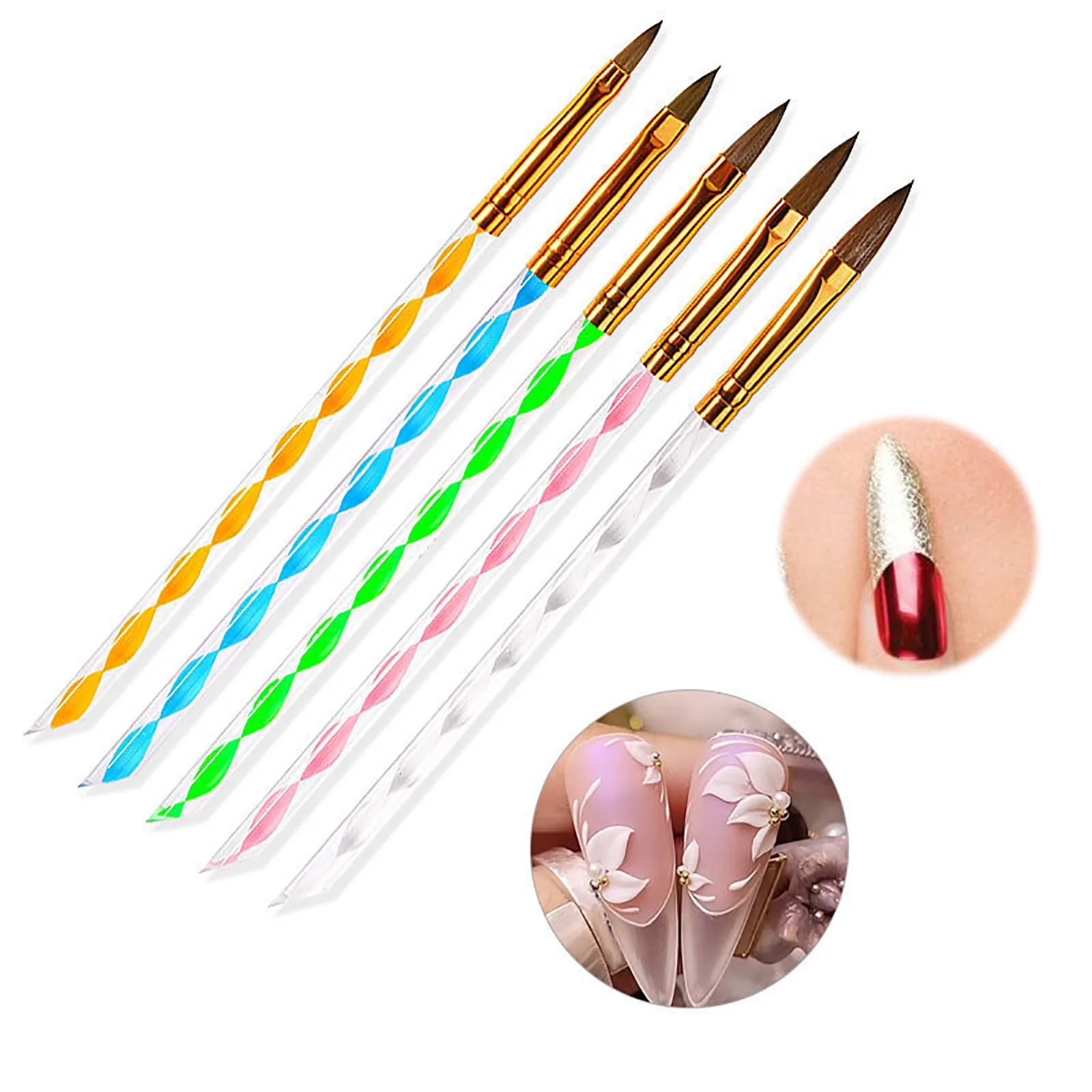 

5 комплектов ручек для ногтей имитация норки Хрустальная ручка резная ручка для рисования акриловая искусственная ручка для самостоятельн...