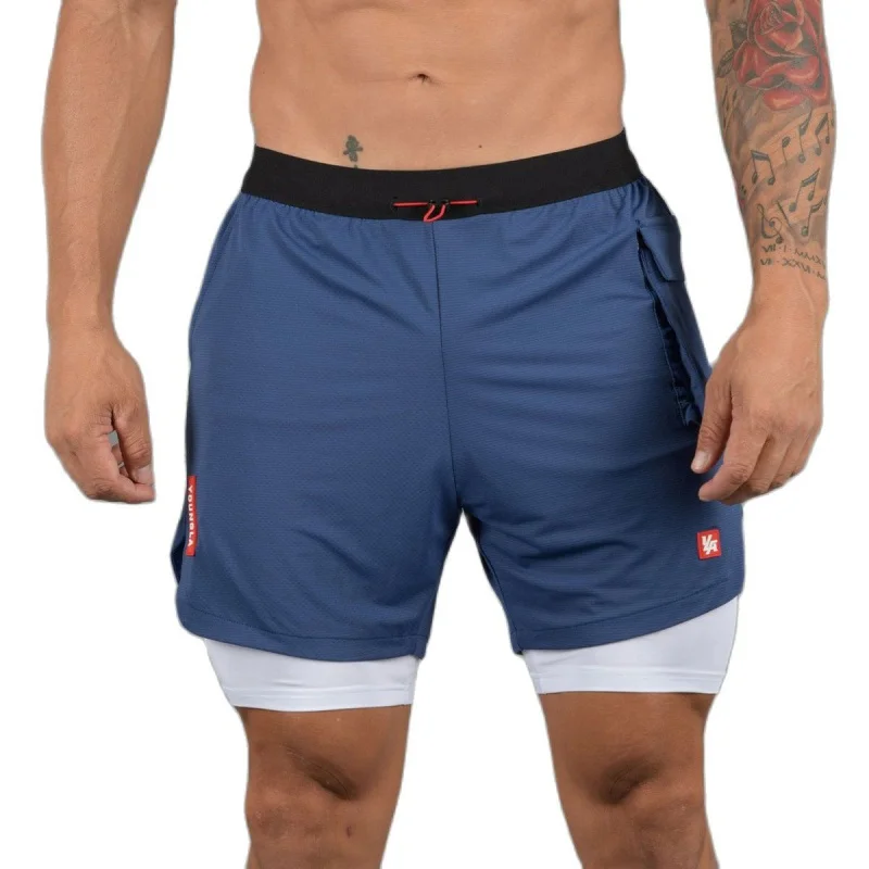 

Men 2 in 1 Running Shorts Jogging Gym Fitness Bodybuilding Quick Dry Short Pants 2022 Male Boxing Sport Bermuda Training Bottoms