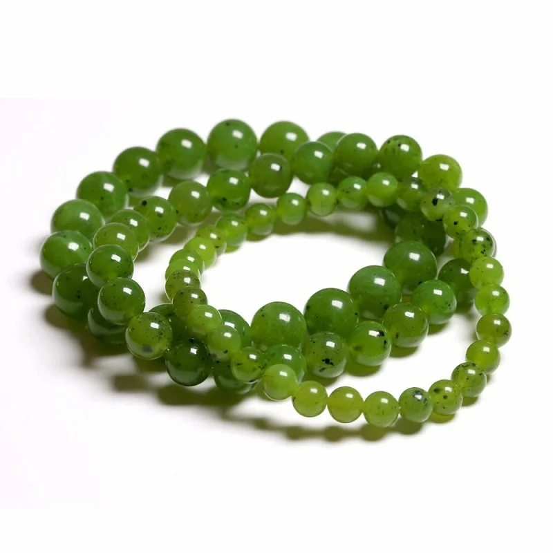 

Wholesale 1pcs Natural Canada Jade Nephrite Bead Bracelet 6mm 8mm 10mm 12mm Round Gemstone Jewelry Beads,18.5cm