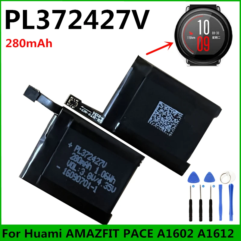 

Original New PL372427V 280mAh Battery for Huami AMAZFIT PACE A1602 A1612 Sports Smart Watch Repair Accumulator Batteries